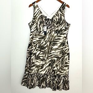 Talbots NEW Sleeveless Animal Tiger Print Ruffled Dress Sz 16P